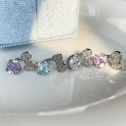 Purple Heart Kitty Helix Earrings